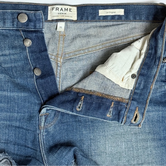 FRAME Denim Le Original Short, Lawrence Wash 31 Classic High Rise Raw Cut Blue - Picture 3 of 10